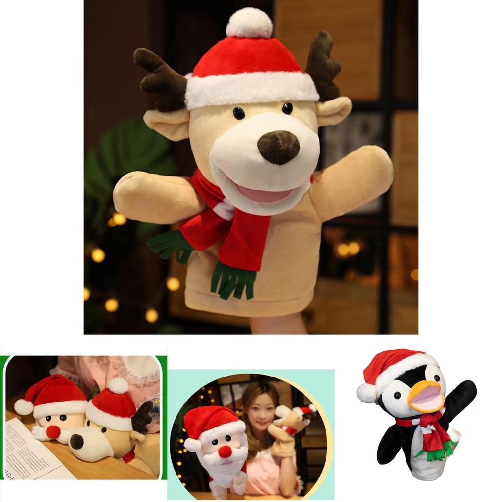 Festive Santa Claus Ventriloquist Puppet Toy Mouth Moving Plush Doll For Kids Christmas Gift
