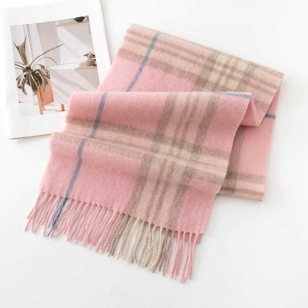Korean Style Premium Women's Wool Scarf - Autumn/Winter British Plaid Shawl