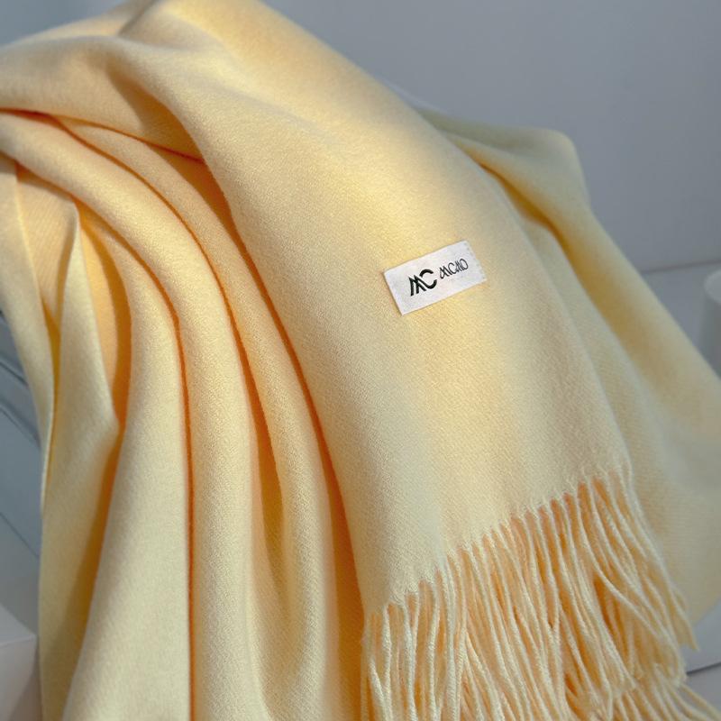 Cachecol Inverno Feminino Sólido 26 Cores Quente Espesso Caxemira Xale Moda Exterior Luxo Franjas Pashmina Envoltório Senhora Cachecóis à Prova de Vento