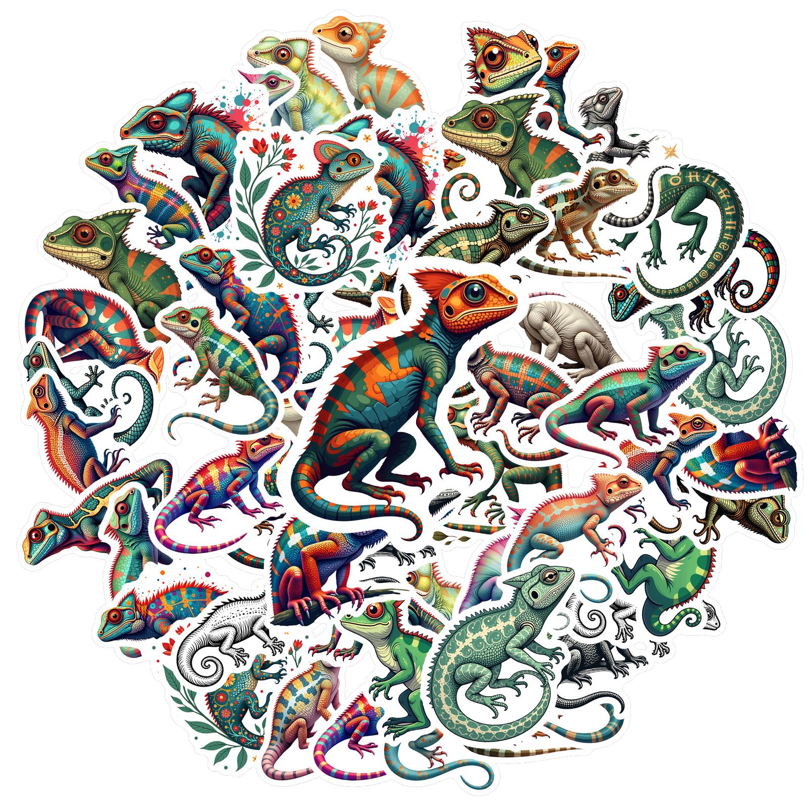 

35-70pcs Chameleon Stickers Cartoon Waterproof Stickers Decorative Luggage Laptop Cup Phone Diary Book Graffiti