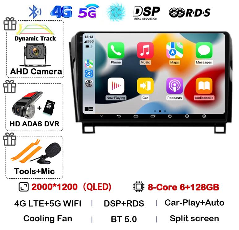 Android 14 Car Radio GPS Audio For Toyota Tundra XK50 2007-2013 Sequoia XK60 2008-2017 Multimedia Video Player Navigation Stereo
