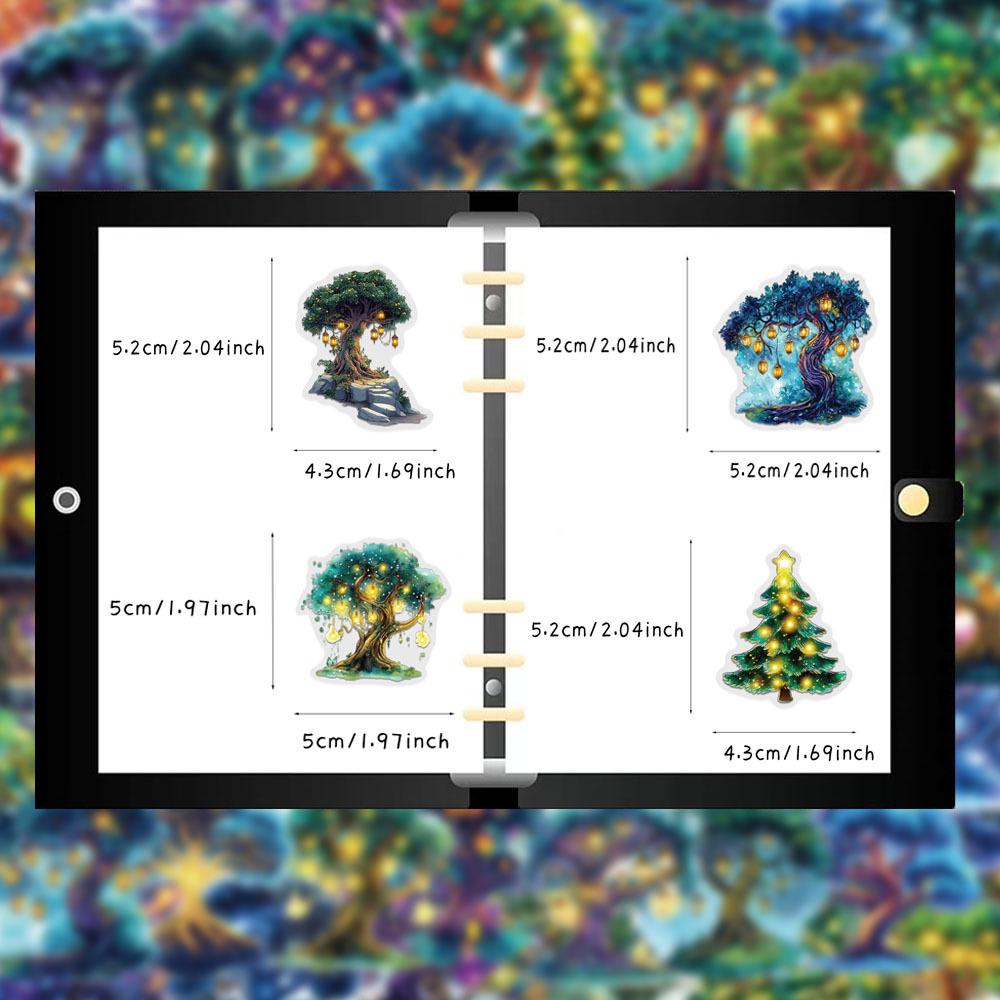 50 Sheets: Magic Tree Retro Style PET Transparent Stickers for Mugs & Phone Cases