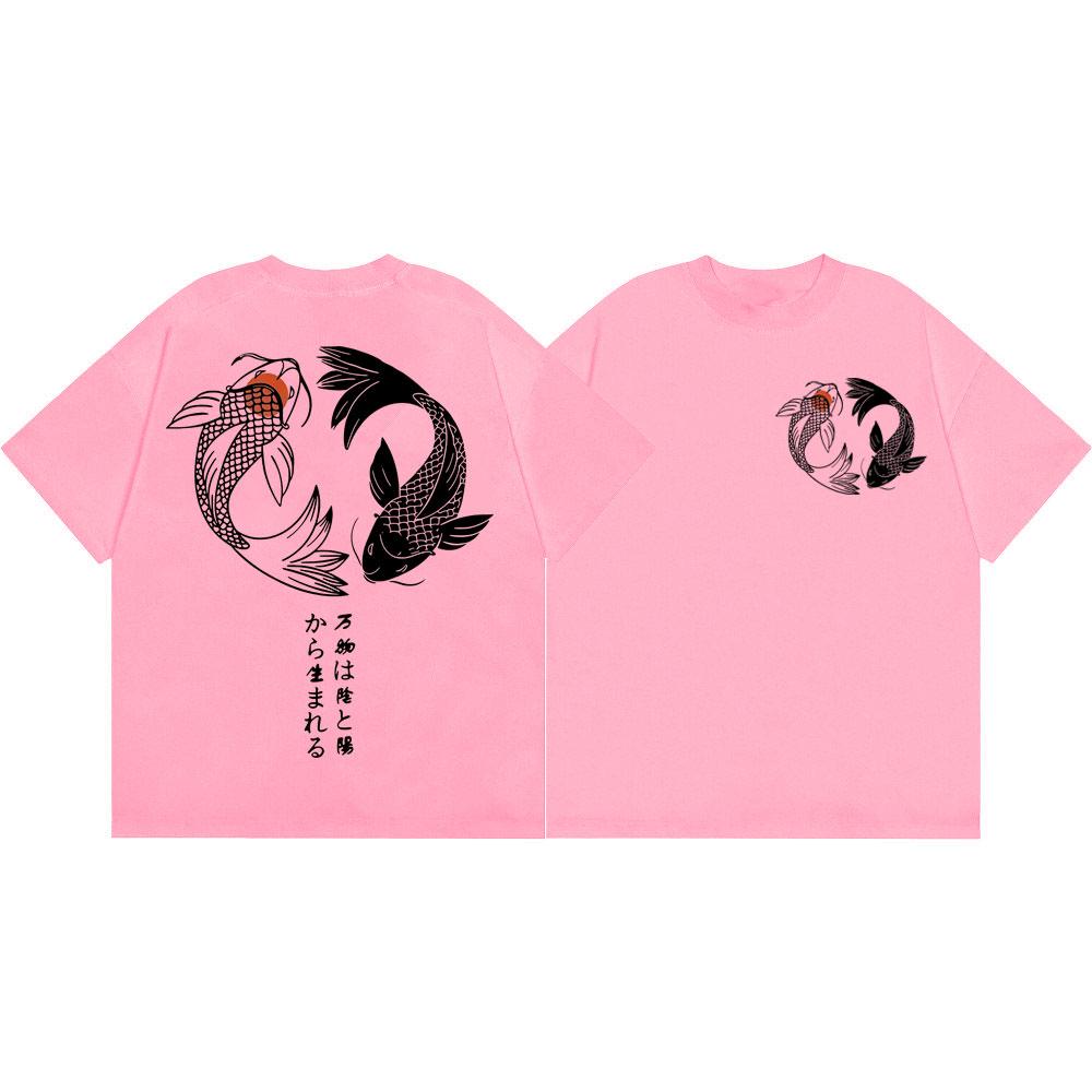 Japanese Koi Fish Graphic T Shirts Unisex Unisex Fashion Vintage Short Sleeve Tshirts Summer Casual Loose Cotton Tshirt Streetwear