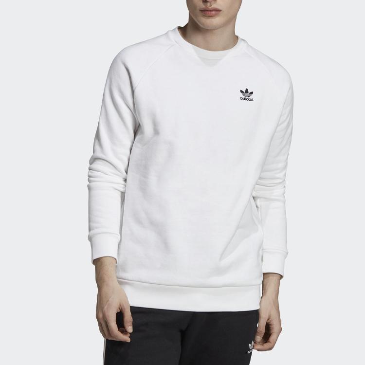 adidas Originals Trefoil Casual Pullover Sweatshirt, Men Long Sleeve Sports Daily Tops White ED6208