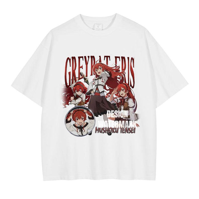 Anime MMushoku Tensei Magliette Oversize Vintage Lavate Unisexga Greyrat Eris Maglietta Roxy Maglietta Sylphiette Top T-shirt Cotone