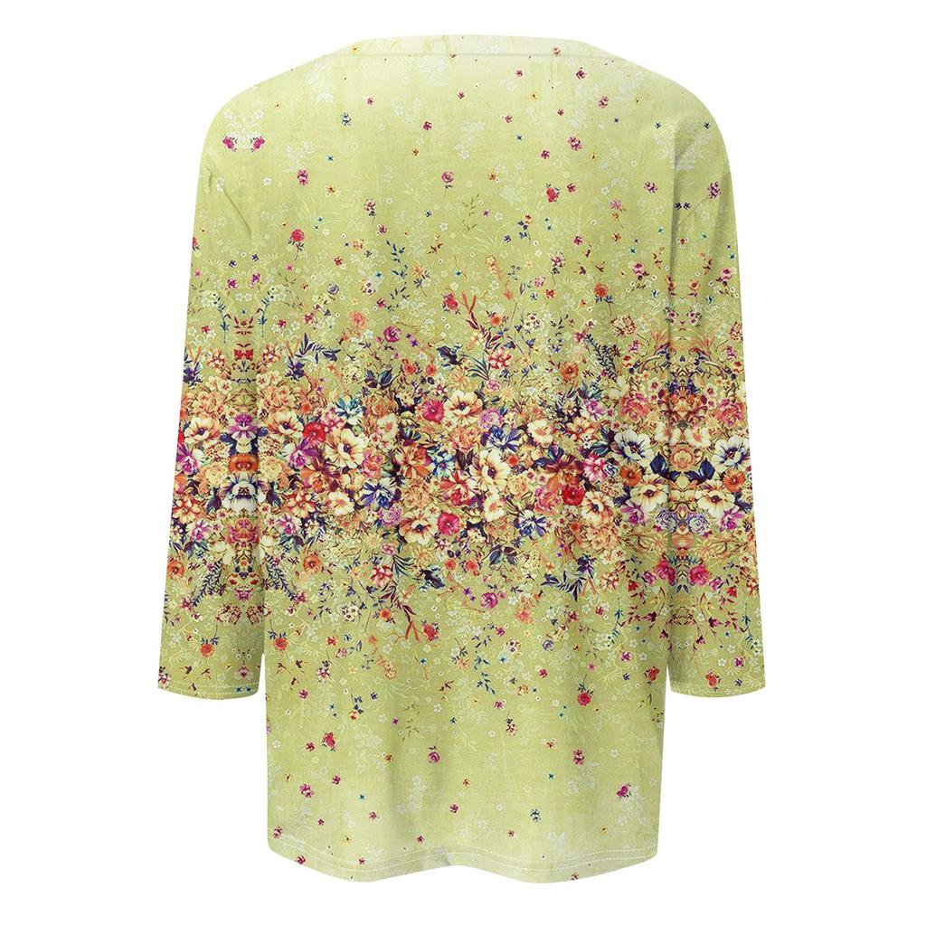 3/4 Sleeve Shirts For Women Cute Print Graphic Tees Blouses Casual Plus Size Basic Tops Pullover