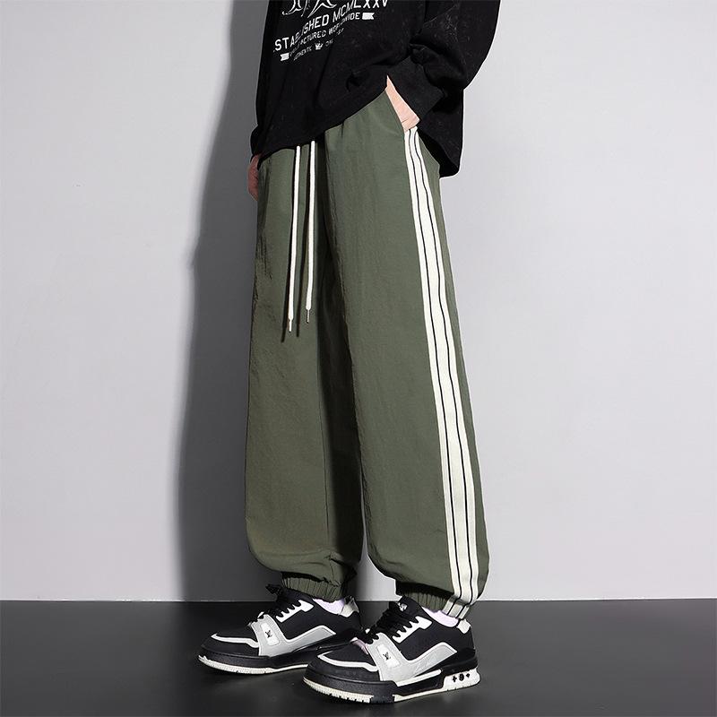 Pants Men's Spring and Autumn New Trousers Sports Casual Men's Pants Striped Tie Feet Versatile Men's Clothing