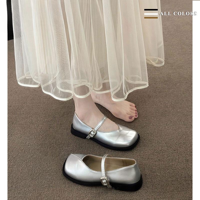 [Uncle Shoe] Small Leather Shoes French Mary Jane Shoes Women's Soft-soled Gentle Shoes Shoes Skirt Spring and Summer with Single Shoes Flat Bottom
