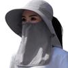 Chapeau Masque Facial Protection Solaire pour Femmes Chapeau de Soleil à Large Bord avec Cordon de Serrage Réglable Chapeau Respirant pour Activité en Plein Air