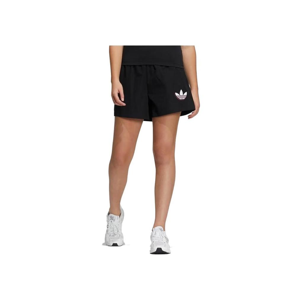 Adidas Originals Solid Color Elastic Waist Sports Shorts Women Shorts Black HH9448