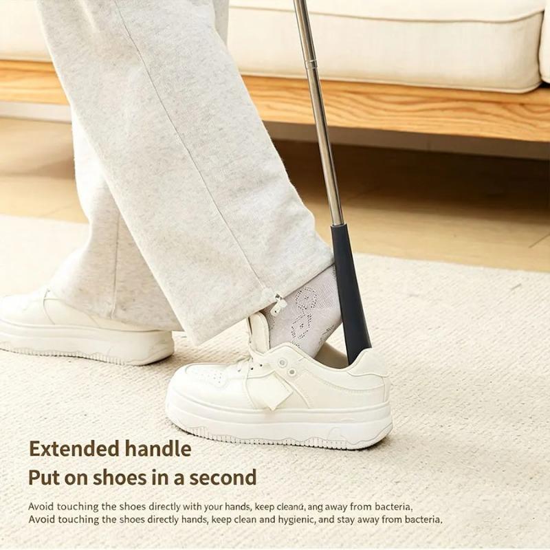 1Pcs Long Handle Stretchable Shoe Horn Portable Durable Household Shoe Puller No Bending Easy Shoe Wearing Tool