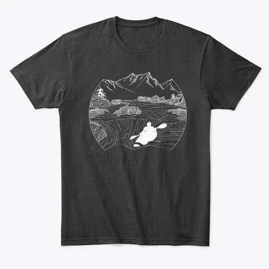 

River And Waterfall Kayaker T Premium T-Shirt Made in the USA Size S to 5XL L