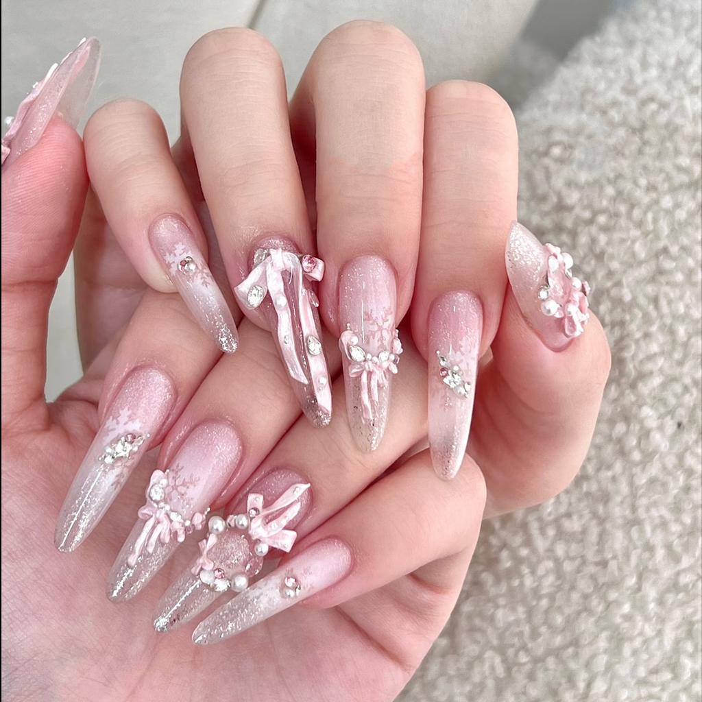 Ribbon Bow Nail Art Mold Silicone Cartoon Bowknot Pattern Nail Art Decorations Nail Polish Filling Mold Relief Design Manicure