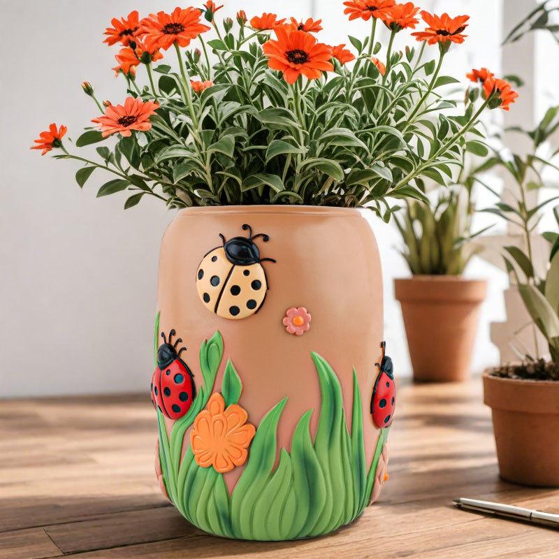 Creative Resin Flower Pot - Tiger Snake Seven Star Ladybug Octopus Planting Container Home Decorative Animal Shaped Planter