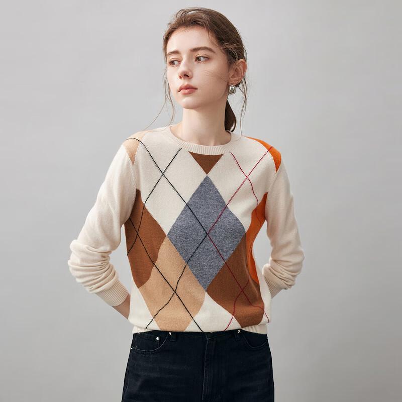 Maglione Argyle Girocollo da Donna Komongboka 100% Cashmere