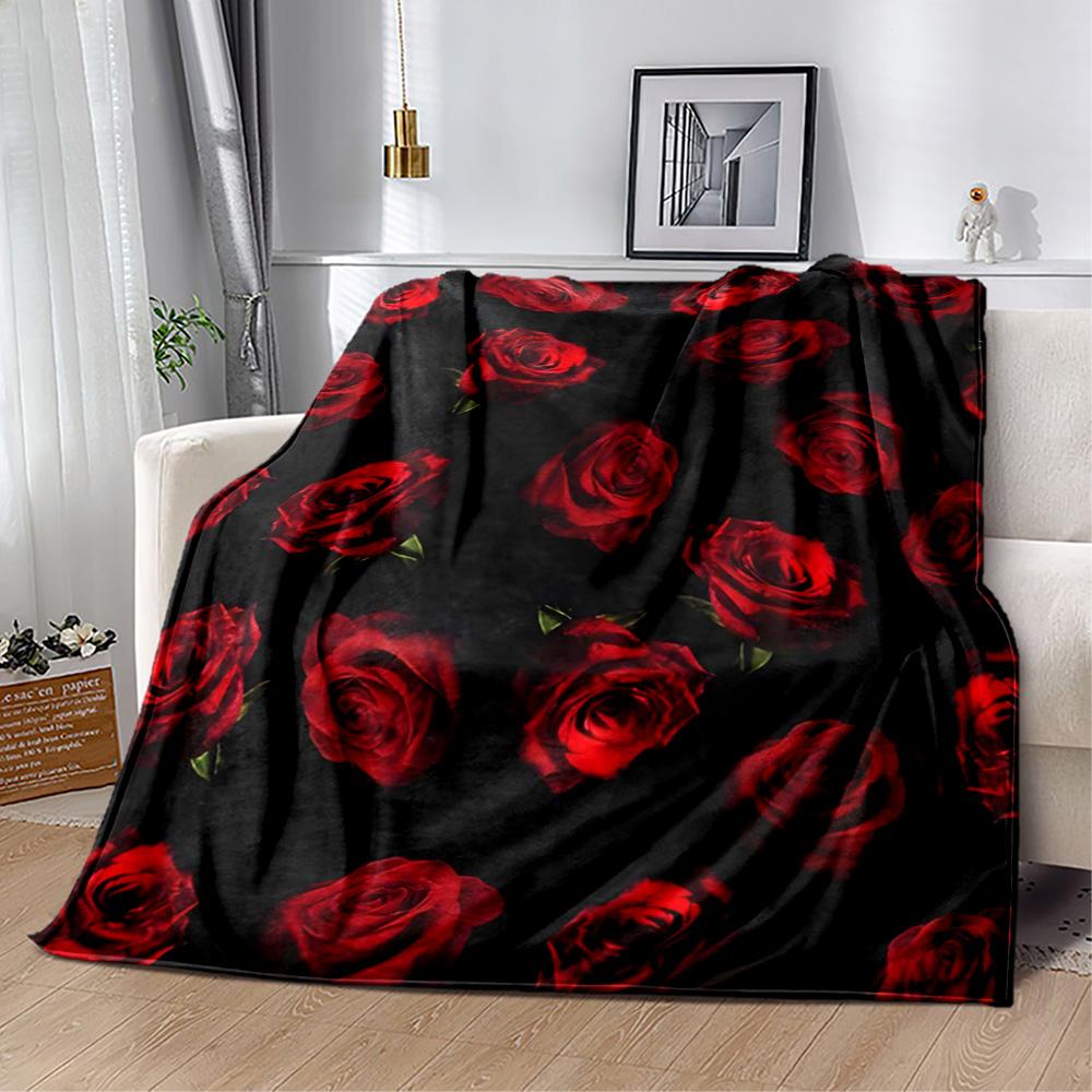Stained Glass Rose Flannel Blanket,Lightweight,Office Blanket,Sofa Blanket,Comfortable Blanket