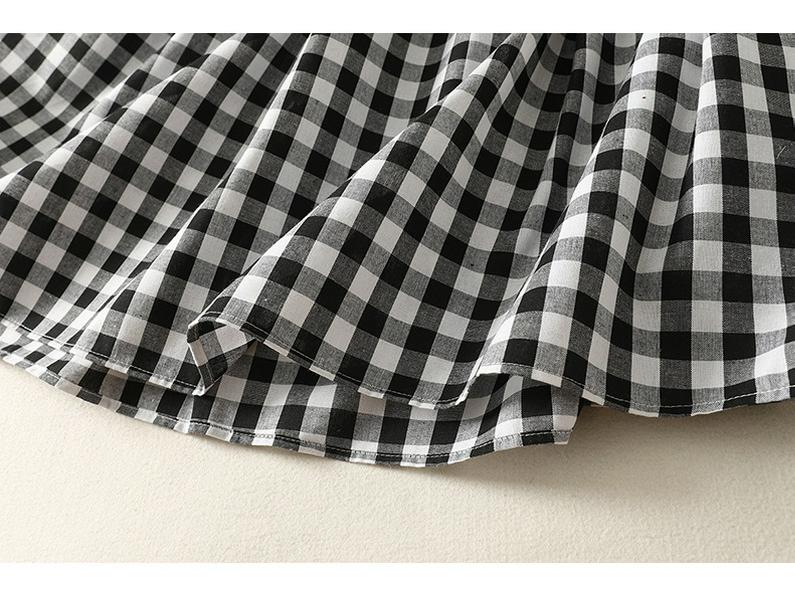 Women's Short Sleeve Plaid Shirt Dress - Fashionable, Loose-Fit, Slimming Cotton and Linen Design
