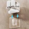 4pcsMop Holder Storage Rack Bathroom Suction Hanging Pipe Traceless Mop Clip Broom Hanger Wall-Mounted Waterproof Mop Rack White