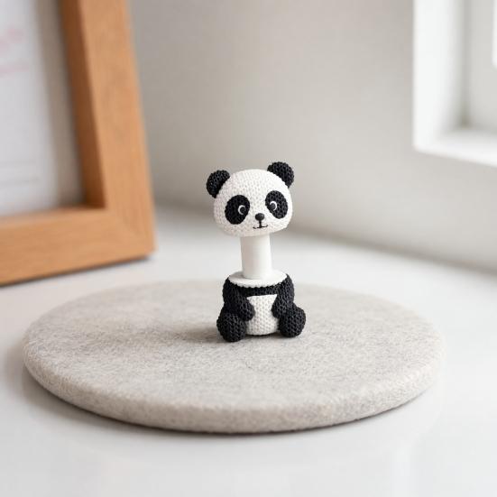 3D Printed Panda Desk Ornament, Retractable Rotating Cute Animal Figurine, Mini Fidget Stress Relief Toy for Home Office Decor
