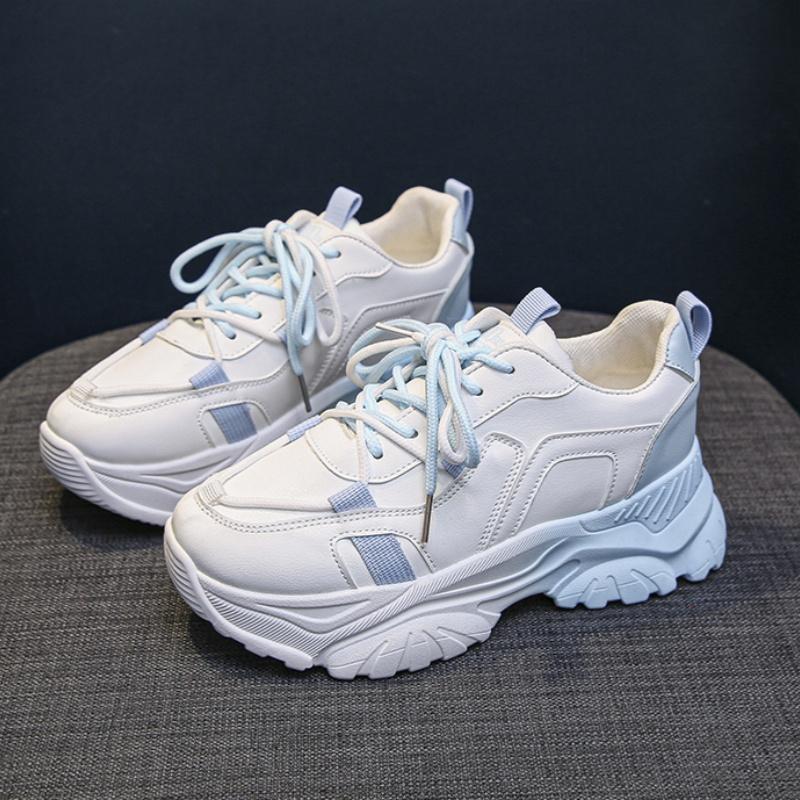 

Весна и Осень Элегантные и Удобные Повседневные Женские Туфли на Толстой Подошве Модные Новые Спортивные Туфли с Круглым Носком 35