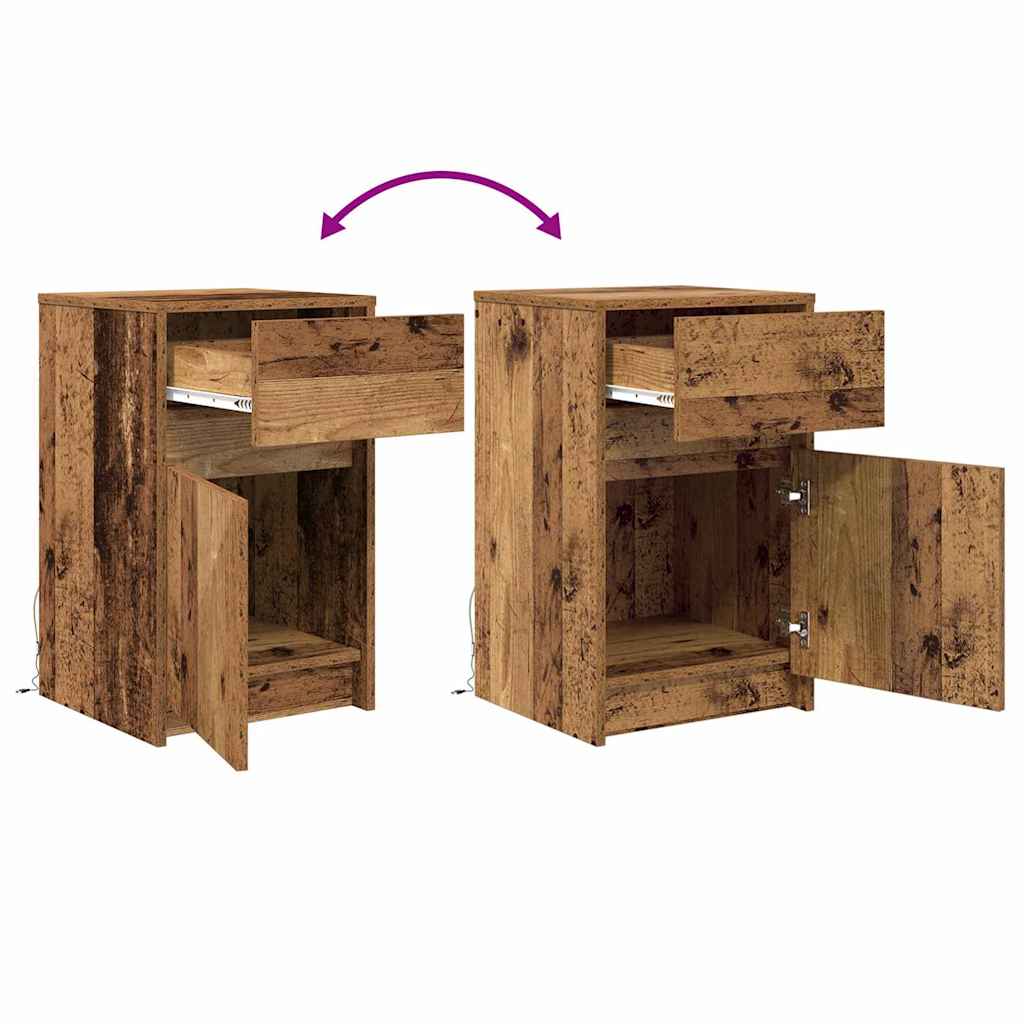 LED Nightstand 2 pcs Reclaimed Wood Look 38 x 34 x 61 cm Engineered Wood