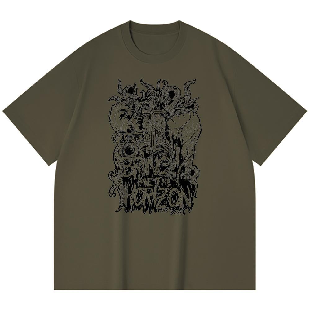 230 Gsm 100% Cotton Heavy Metal T-Shirt Rock Band Popular Music Print Unisex Heavy Cotton T Shirt