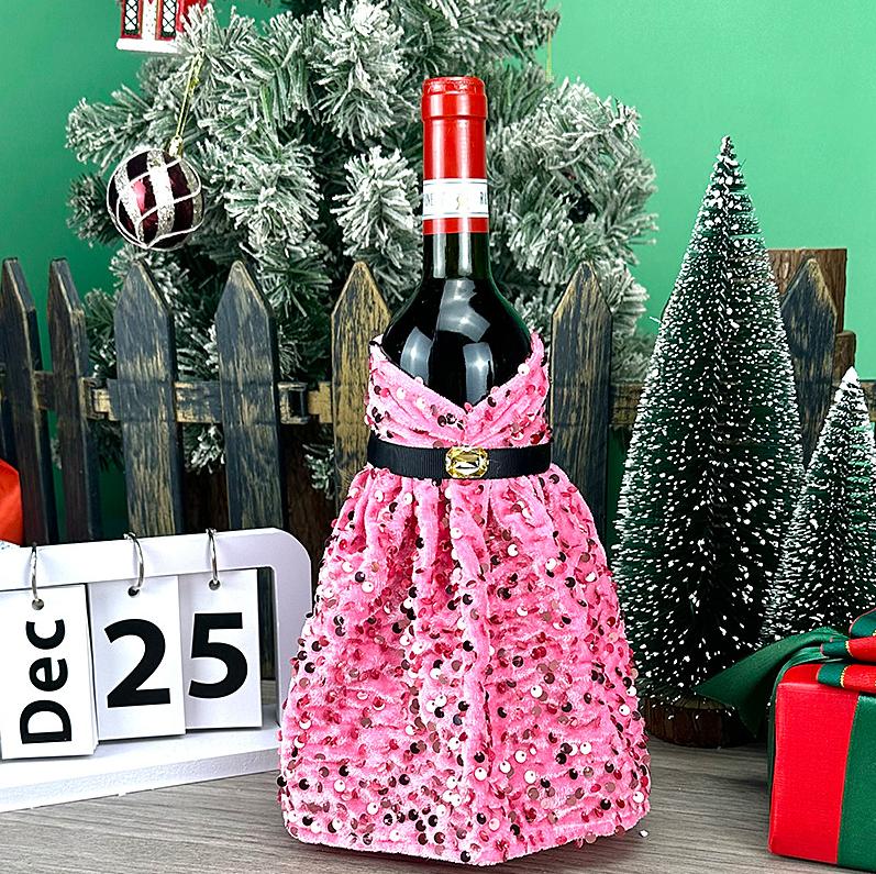Copribottiglia di Vino di Natale Paillettes Maniche per Bottiglia di Champagne Vestito per Bottiglia di Vino per Natale Matrimoni Feste di Compleanno Forniture