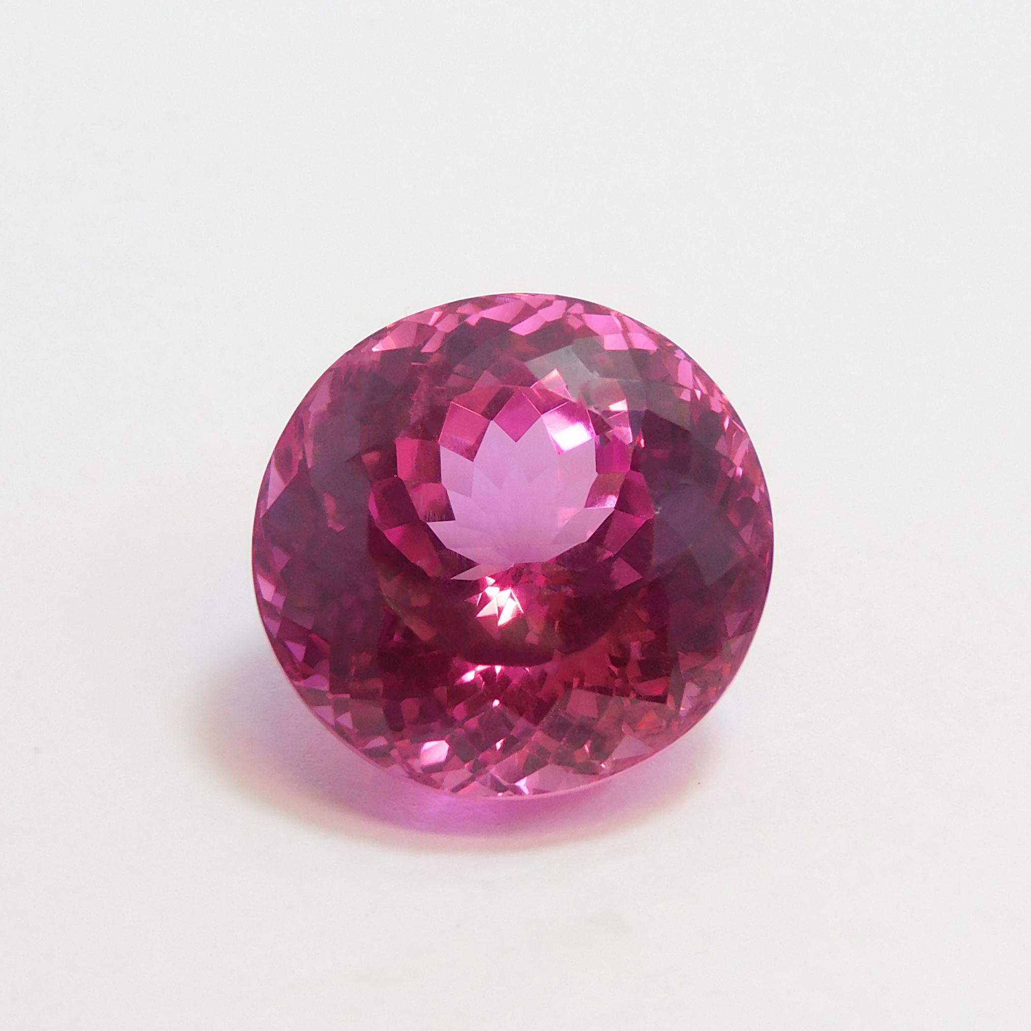 

Natural Pink Ruby 26.15ct Round Cut Certified Loose Gemstone 16.2 mm approx рожевий