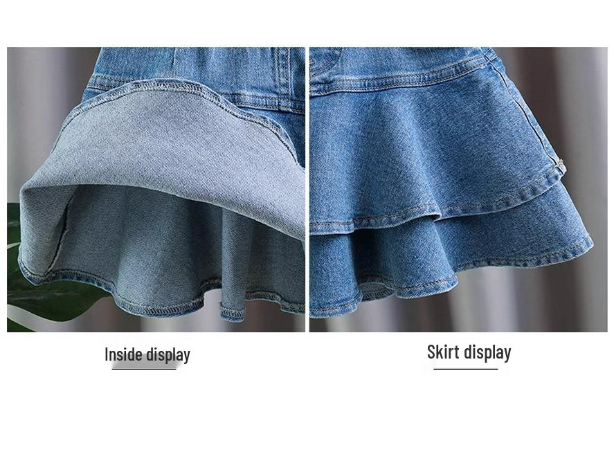 Dívčí džínová dortová sukně v korejském stylu - Jarní/letní módní krátká sukně/kalhoty