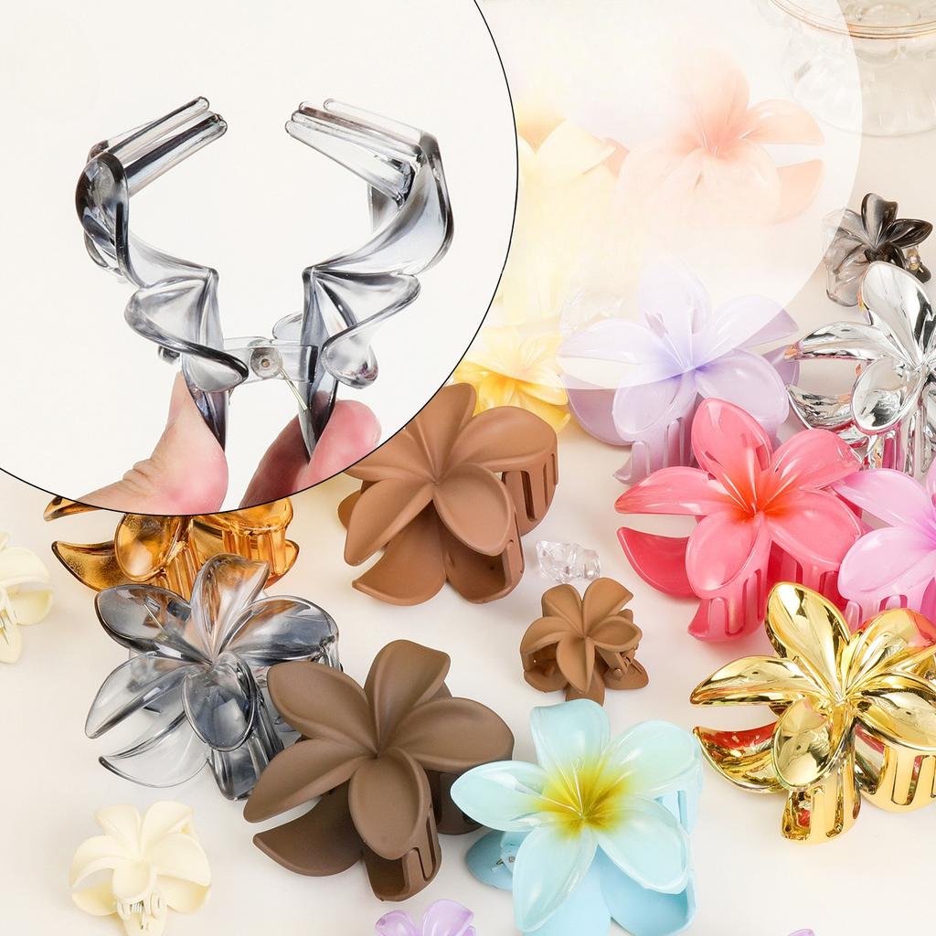 3pcs Vacation Egg Flower Hair Claw 2 Size Women Girls Ponytail Hairpins Bath Beach Hair Crab Clip Headwear Accessories