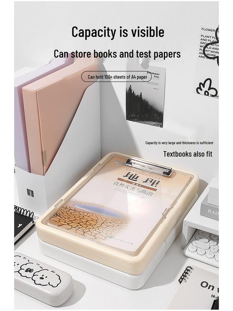 A4 Multifunction Student Folder: Exam Clipboard, Test Paper Storage, Document Organizer.