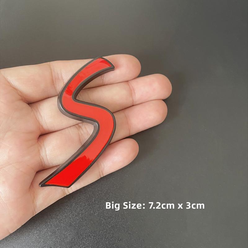 Logo 3D in Metallo Rosso Cooper S Lettere Emblema Baule Auto Badge Decalcomania TREC3 Per Mini Cooper S R56 R50 R53 F56 F55 R60 Adesivo Accessori
