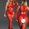 Bodystocking Transparent Sexy Dessous Sexiest Bodysuit Erotische Kostüme Einteiler Damenunterwäsche Rot Offener Schritt Porn Bodysuits