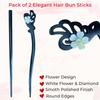 TEMPERIA (2pcs) Hair Bun Stick for Women & Girls | Chinese Juda Hair Accessories for Women for Party & Wedding | Elegant, Lightweight, Durable & Ea