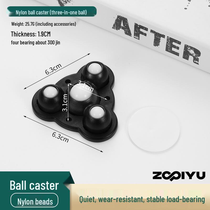 Universal Adhesive Caster Wheels, Silent, Wear-Resistant, Punch-Free Ball Bearings, Thickened Base for Household Use