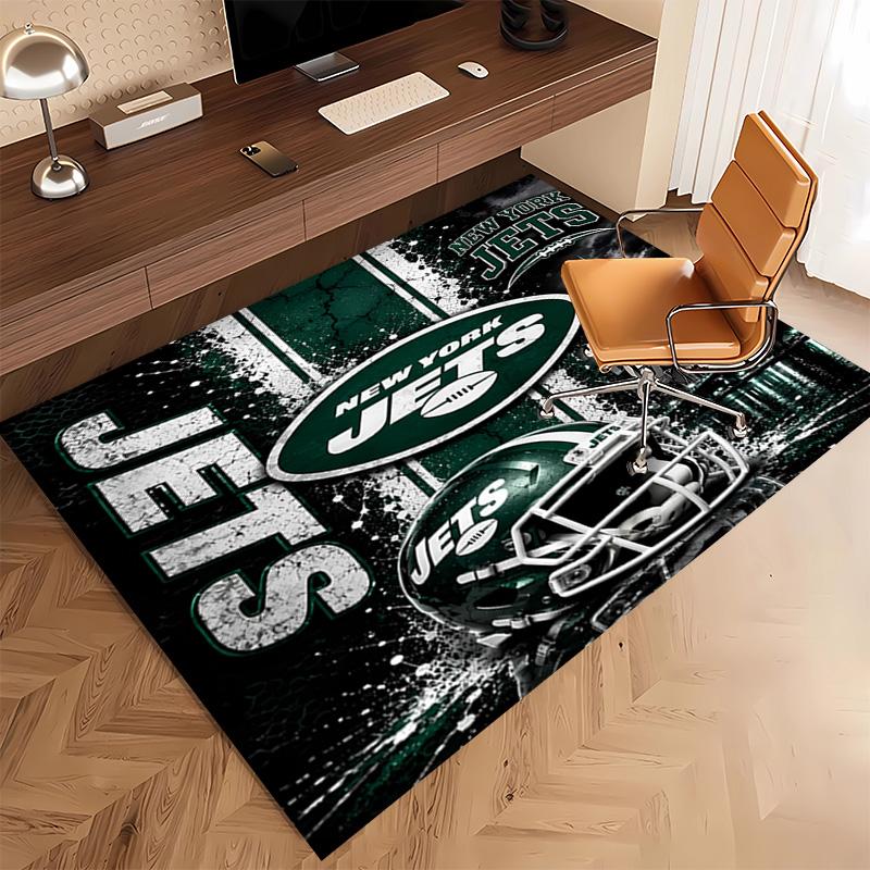 1pc New York Jets logo Print Area Rug - Soft, Washable Non-Slip Indoor Mat, Living Room, Home Office Decorative Rug,Office Decorative