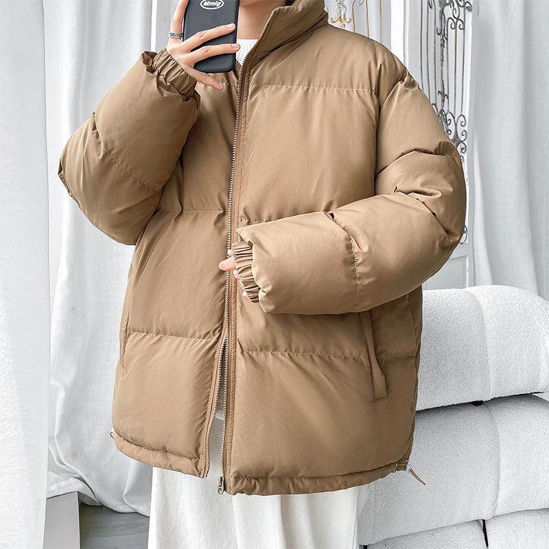New Men's Solid Color Cotton Jacket, Large Size Bread Jacket, Casual Jacket, Thickened Stand-up Collar Cotton Jacket, Men