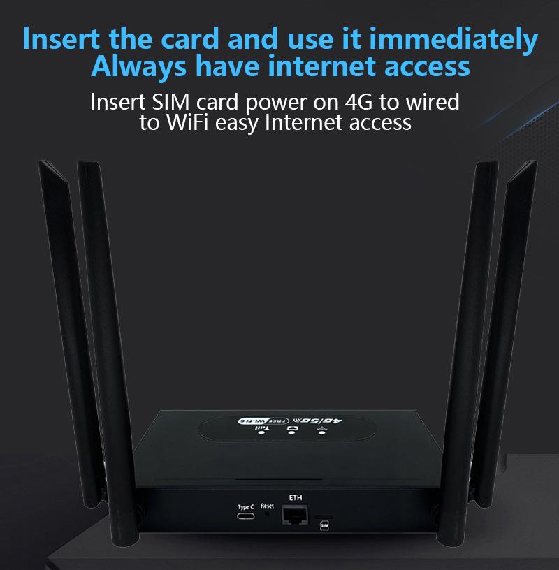 4G Wireless WiFi Router, SIM Card Compatible, 300Mbps (Model: ED122)