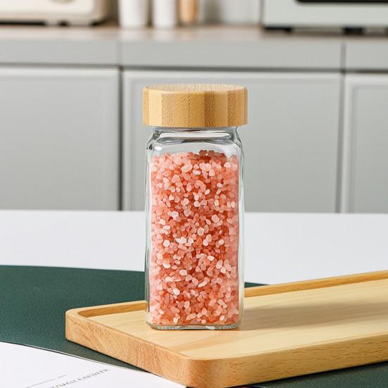 Glazen Specerijpotjes met Etiketstickers 4oz Transparant Glas met Bamboe Deksel en Siliconen Afdichting Keuken Specerijcontainer voor Organisatie, Zout, Peper