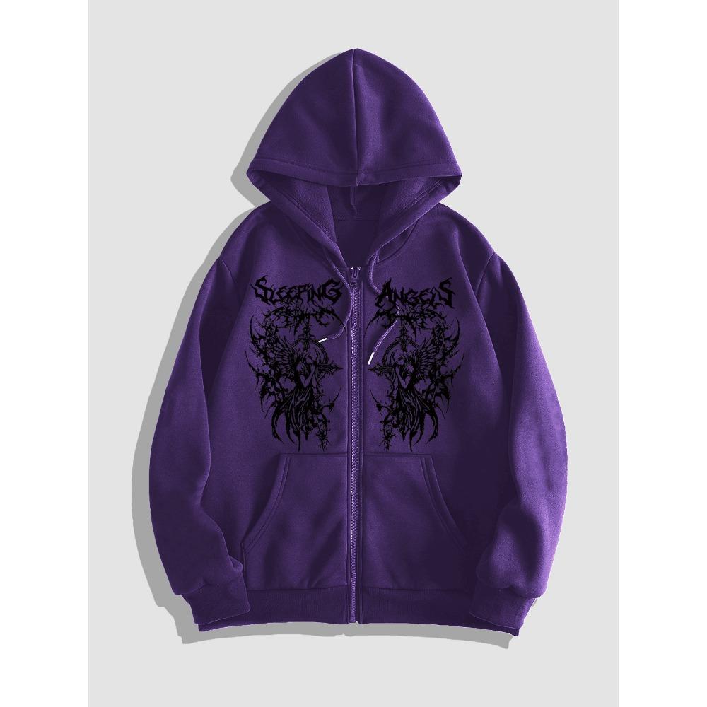 Sudadera Cardigan con Estampado Estilo Oscuro Gótico para Hombre Otoño e Invierno, Suéter Sencillo Casual con Cremallera