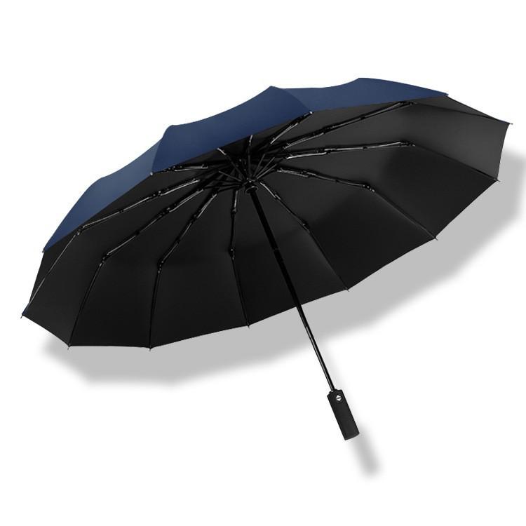 Fully Automatic 10-Rib UV Protection Folding Umbrella - Black Glue Sunscreen for Rain or Shine