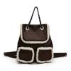 College Style Plush Soft Leather Backpack Women'S Fluffy Hand Bag Trendy High-End Retro Shoulder Backpack