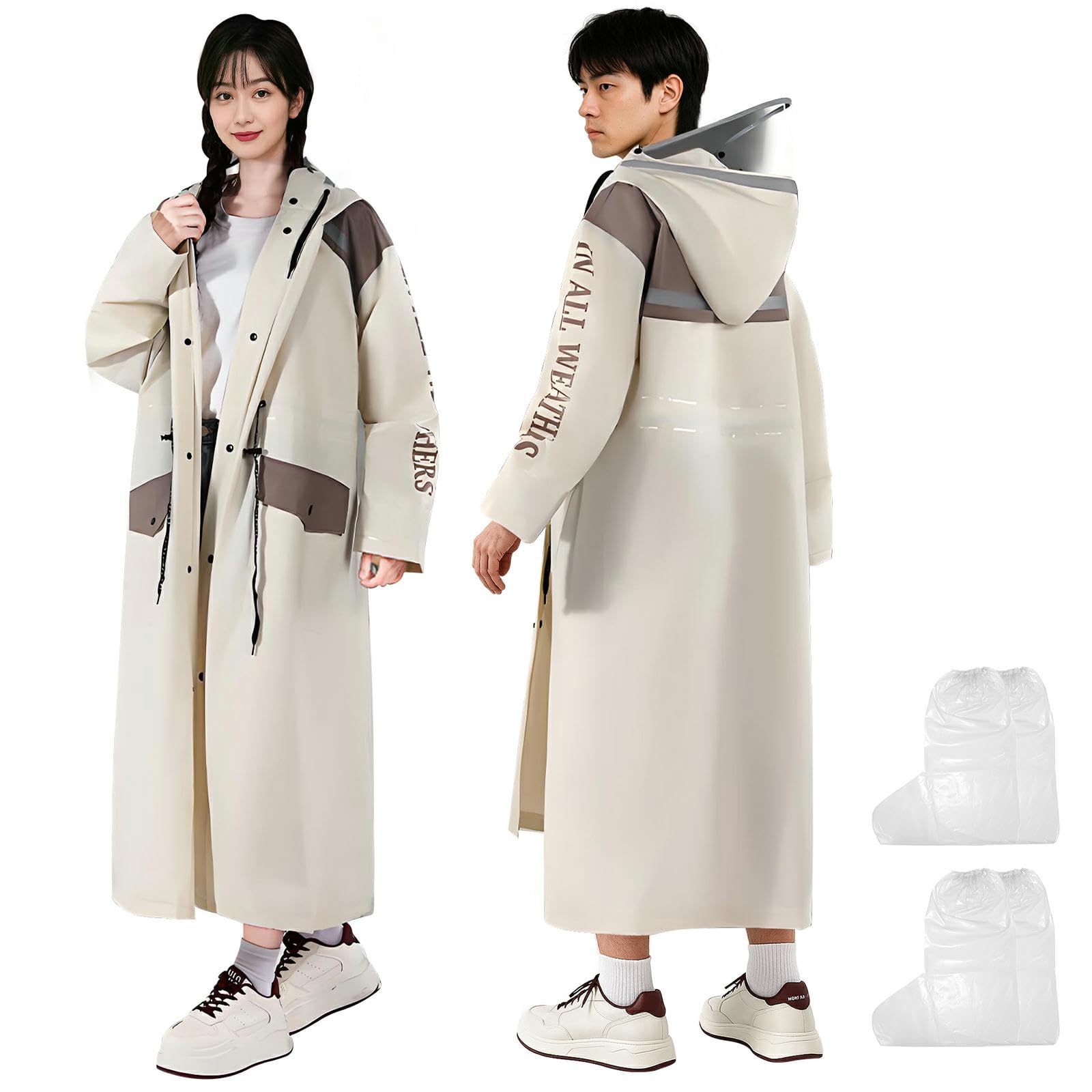 

Дождевик для велосипедов Светоотражающая лента Дождевик для женщин и Ветрозащитный и Подходящий для тайфунов и Сильного дождливого дождя Двойной Прозрачный 4 Одноразовый