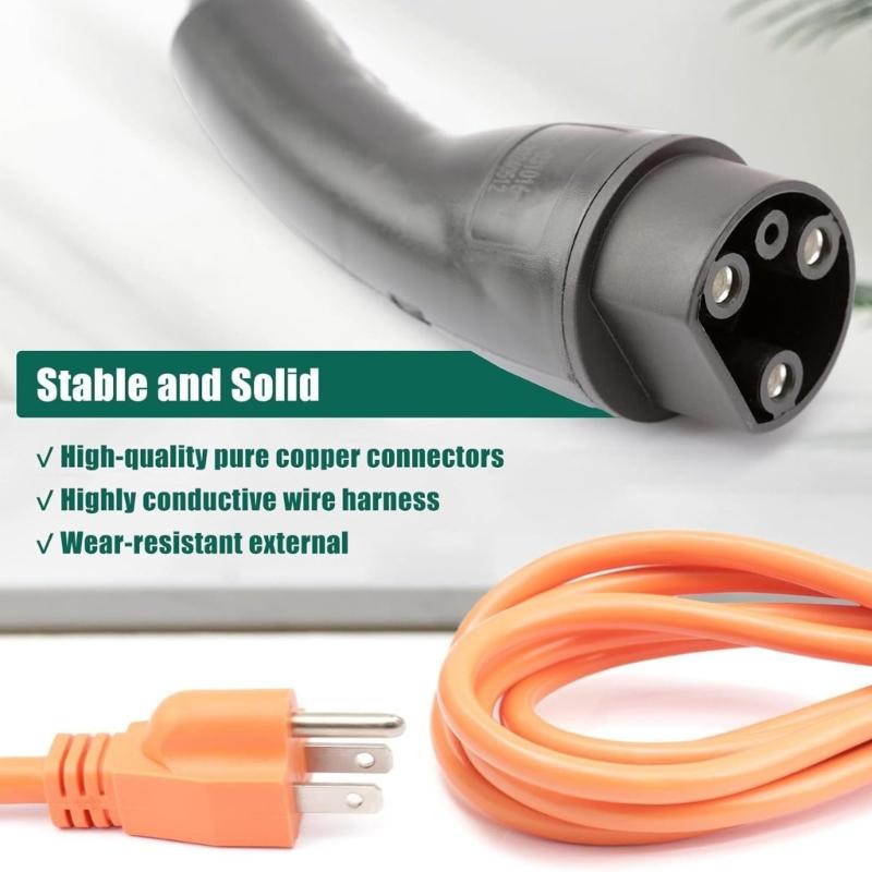 EV Charger Replacement Cord 10ft Length 3 Prong 120V Input Weather Resistant Construction For Multiple Golf Cart Brands