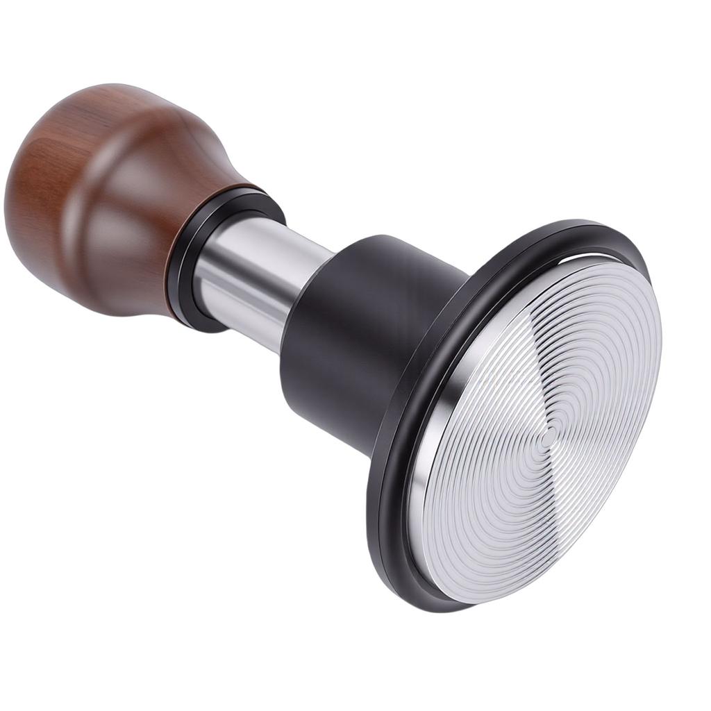58.5mm Coffee Tamper Constant Pressure Spring Loaded Coffee Press Tamper Stainless Steel with Walnut Handle Threaded