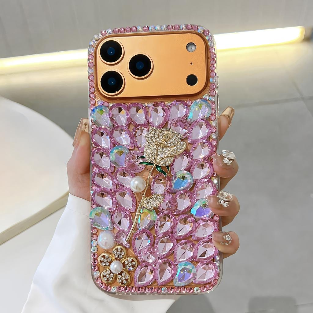 Glitzer Strass Handyhülle Für XiaoMi 15 Ultra 14 Pro 14T 14A Plus 13 Lite 13T 12 12T 12S 12X 5G Rosa Kristall Diamant Rosenblüten Design