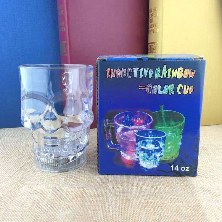 Creative Gifts LED Colorful Flashing Skull head Cup,Whiskey Cup, wedding, bar, celebration props glowing toys