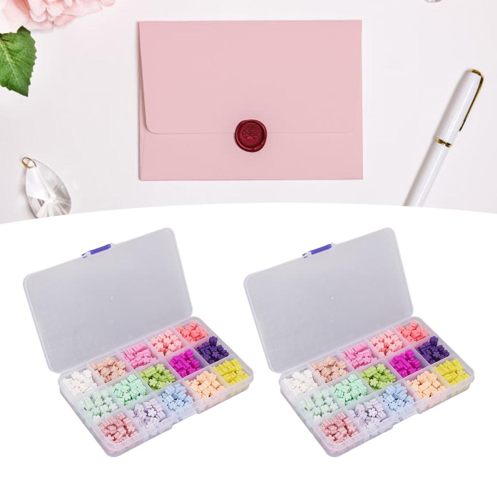 2 Box Sealing Wax Beads 15 Colors Quick Drying Octagonal Craft Sealing Stamp Wax for Party Invitatio