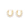 Niche Design High-End U-Shaped Pearl Ear Buckle Women'S Fashion Versatile Titanium Steel Embedded Pearl Earrings Jewelry