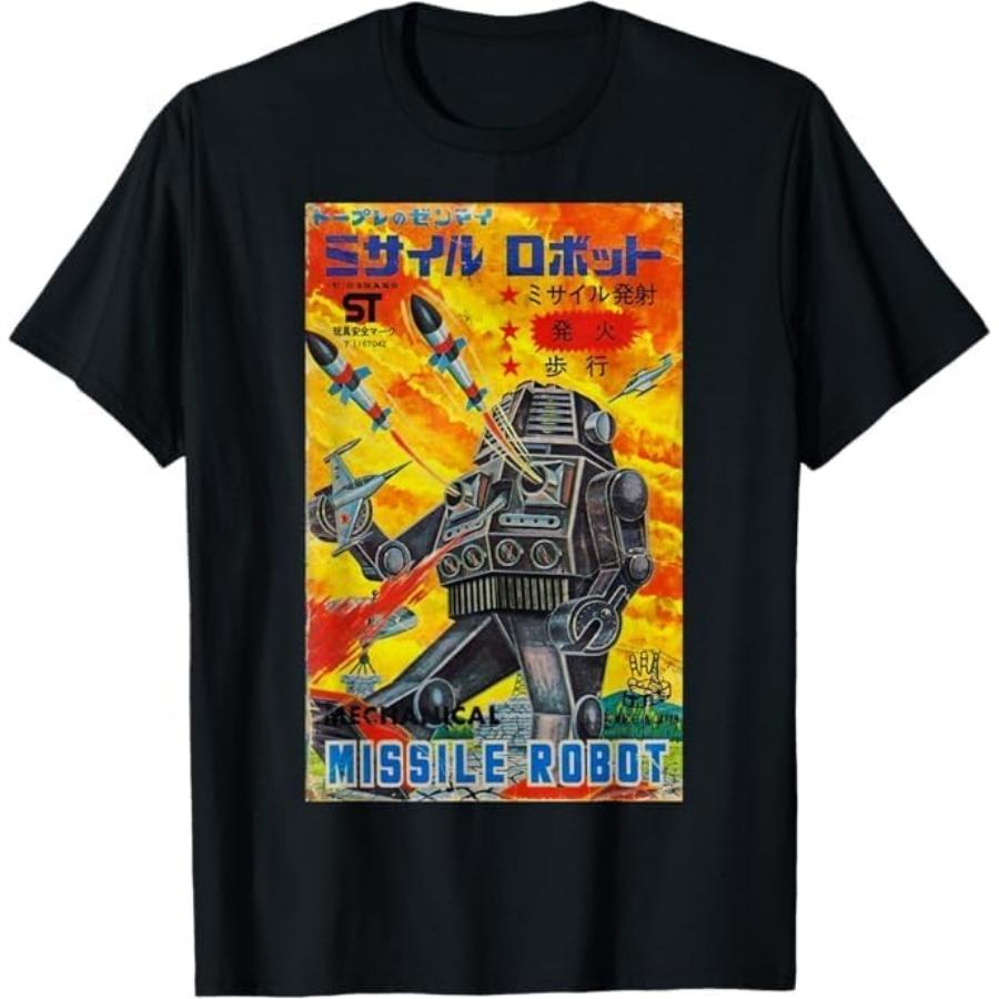Vintage Graphic Missile Robot Japanese Retro Old Toy Anime T-Shirt PNCAAPT Black XXXXXL разноцветный